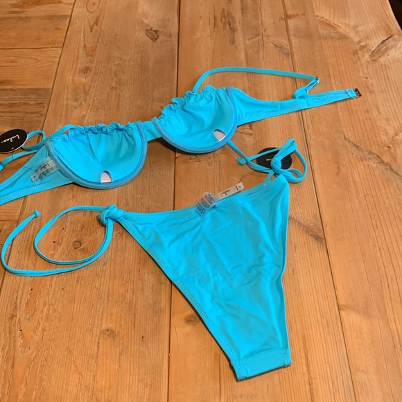 Lulu’s NWT Sunshine Galore SideTie Teal Blue Bikinii Medium - Picture 8 of 11